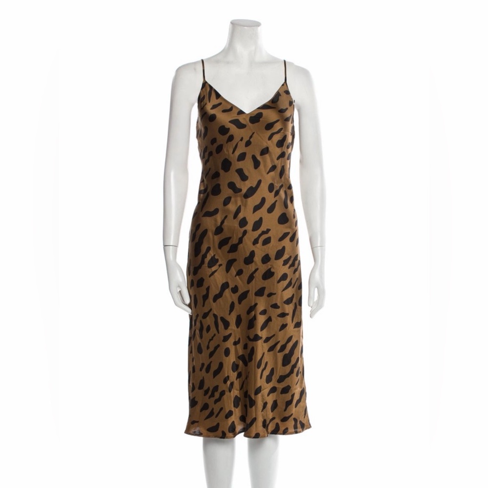 GUC L’Agence Leopard Print Silk Slip Dress